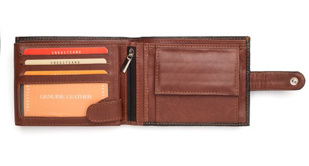 Opened Brown Leather Wallet - Photo, Image