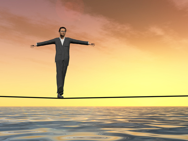 Человек в кризисе идет в балансе
 - Фото, изображение