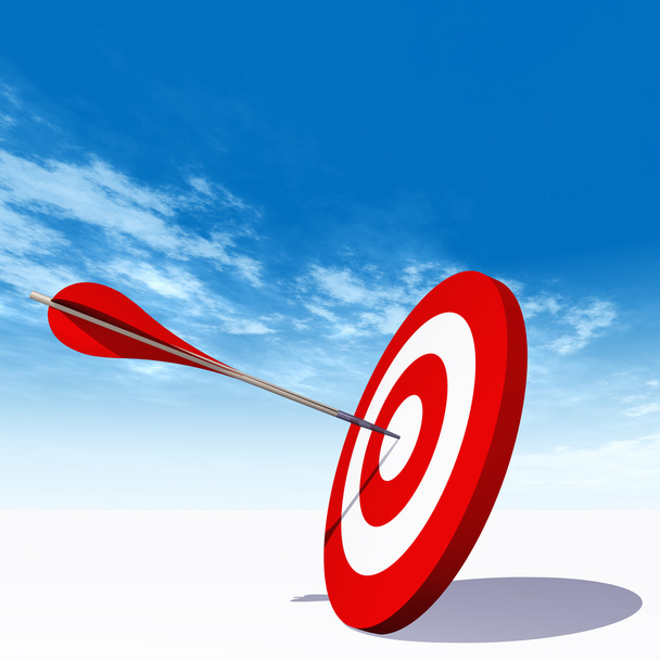 red dart target board with an arrow - Photo, Image