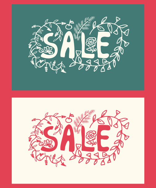 Sale floral cards - Vector, Image