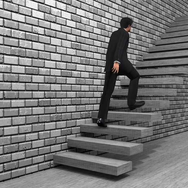 Liikemies kiipeää portaissa
 - Valokuva, kuva
