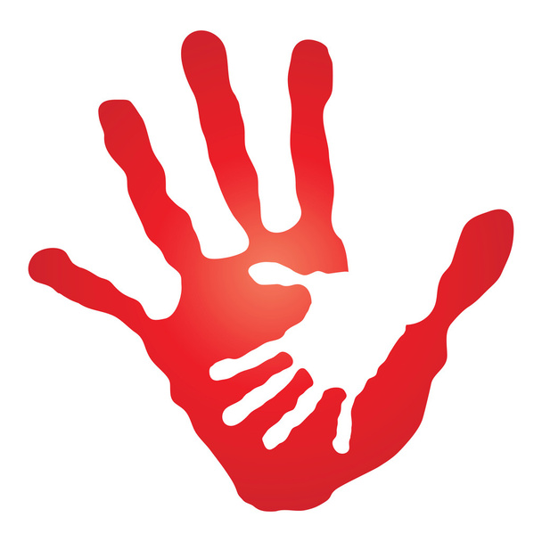 μητέρα και κόκκινο παιδί χέρια εκτυπώσεις απομονωθεί - Διάνυσμα, εικόνα