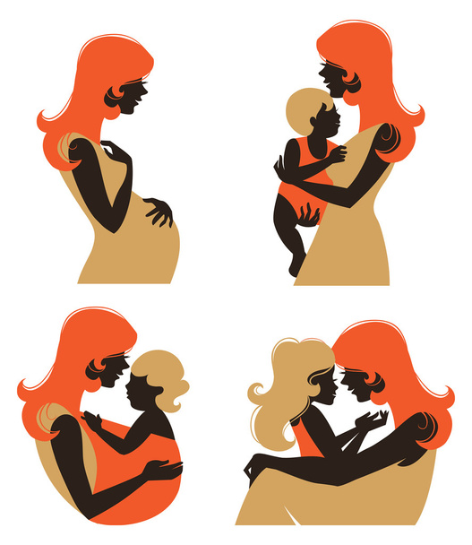 Silhouette mère avec bébé
. - Vecteur, image