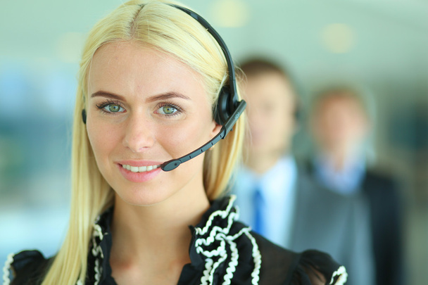Portrait of  support phone operator with the headset - Photo, Image