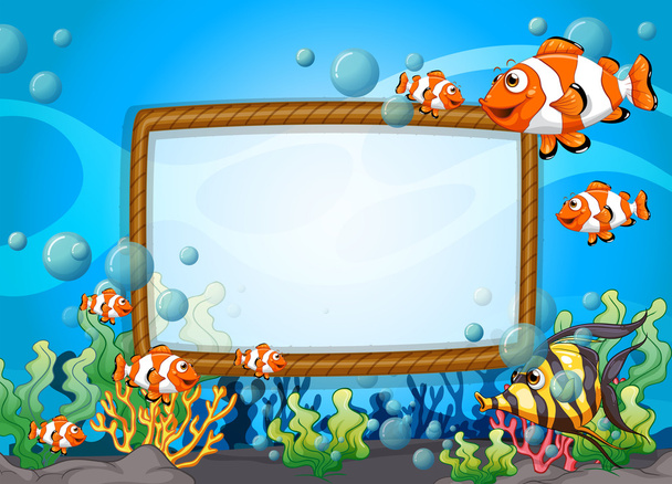 Diseño del marco con peces bajo el agua
 - Vector, imagen