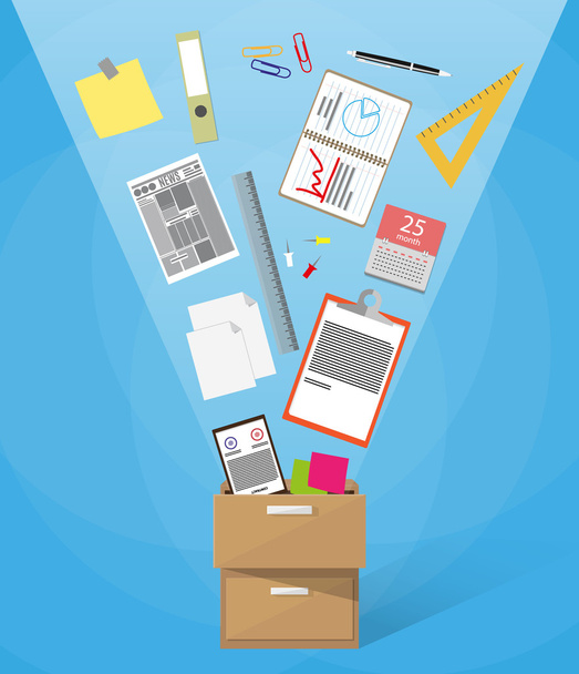 box full of office supplies - Vecteur, image