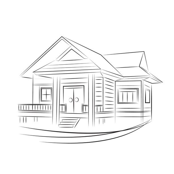 3D rendering wire-frame of house. White background - Vector, Image