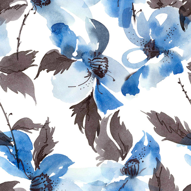 Blue flowers pattern - Photo, Image