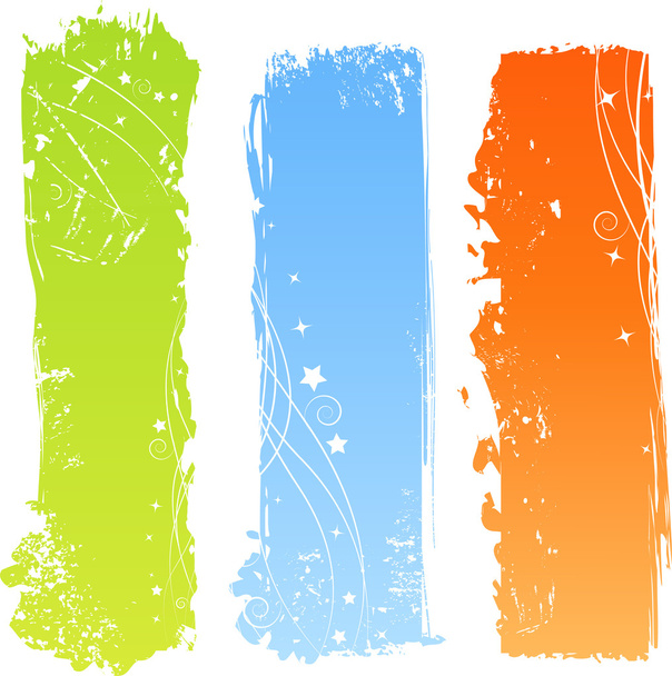 Three grungy multicolored banners - Vetor, Imagem