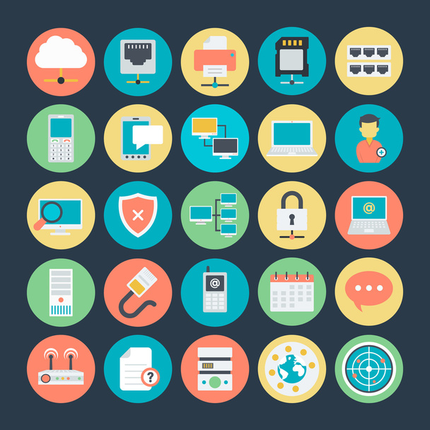 Networking Colored Vector Icons 3 - Wektor, obraz