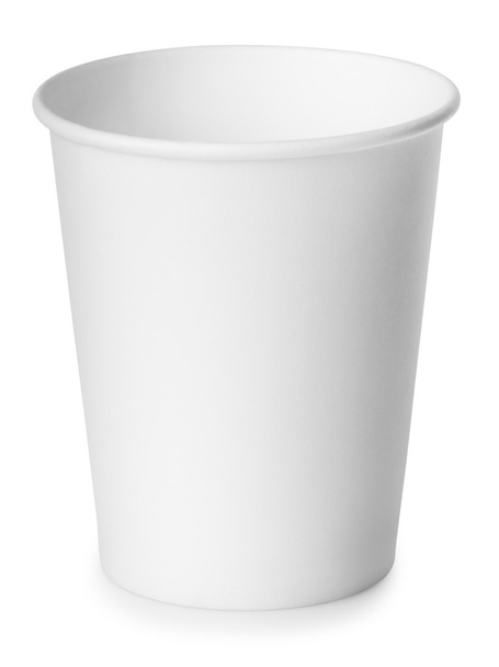 Empty white paper cup isolated on white with clipping path - Фото, изображение