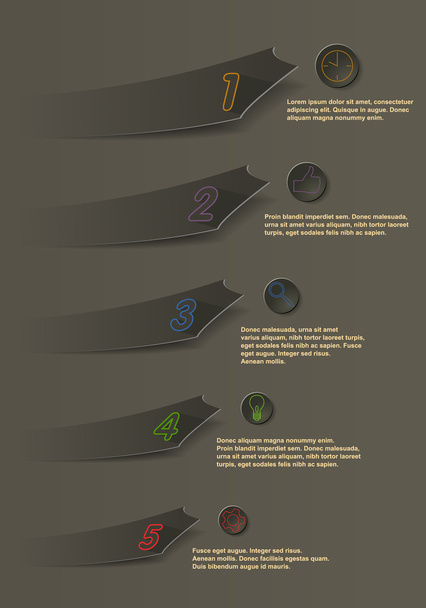 Векторная темно-коричневая инфографика пяти вариантов
 - Вектор,изображение