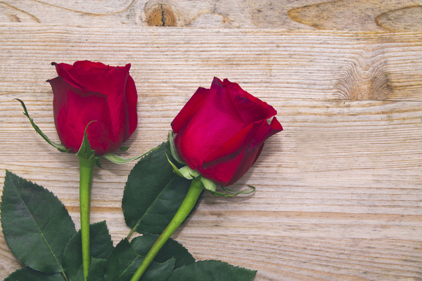 red roses on wood - Photo, Image