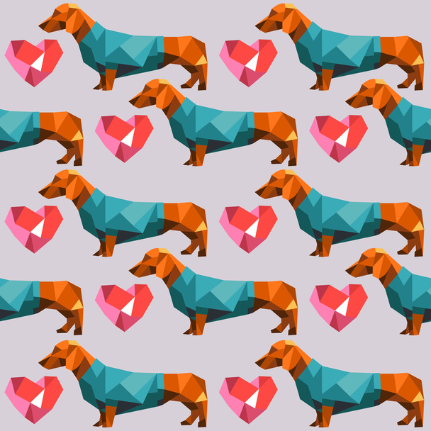polygon dachshund dogs - Vetor, Imagem
