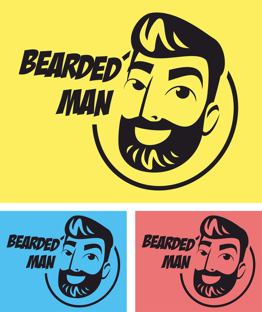 ひげを生やした男のロゴの色の肖像セット - ベクター画像