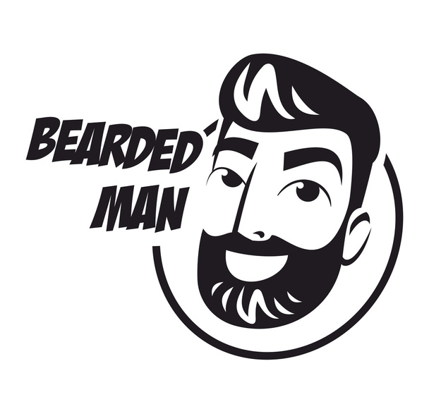 ひげを生やした男のロゴの肖像画 - ベクター画像