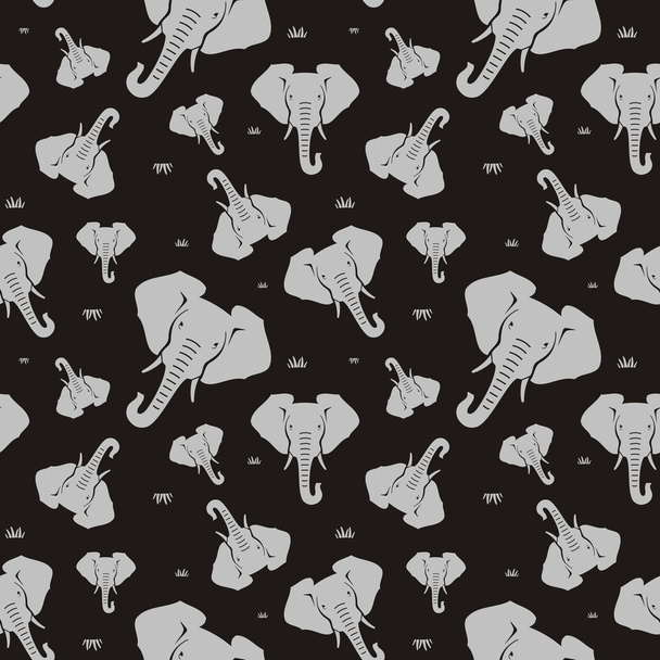 Elephants. Seamless pattern. Gray - Vector, Image