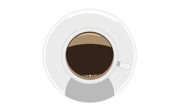 White mug of coffee with foam and saucer. Illustration vector - Διάνυσμα, εικόνα