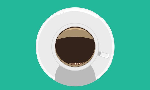 White mug of coffee with foam and saucer. Illustration vector - Vector, Image