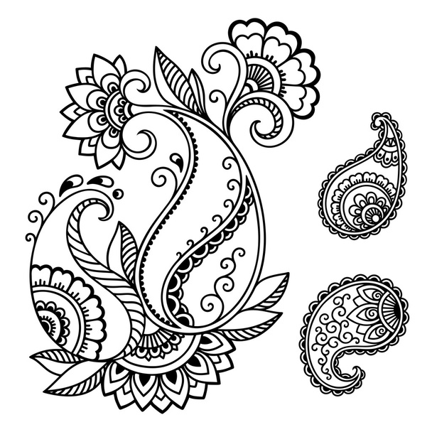 Henna tattoo flower template.Mehndi. - Vector, Imagen