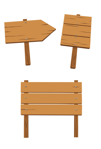 Set sinal de madeira
 - Vetor, Imagem