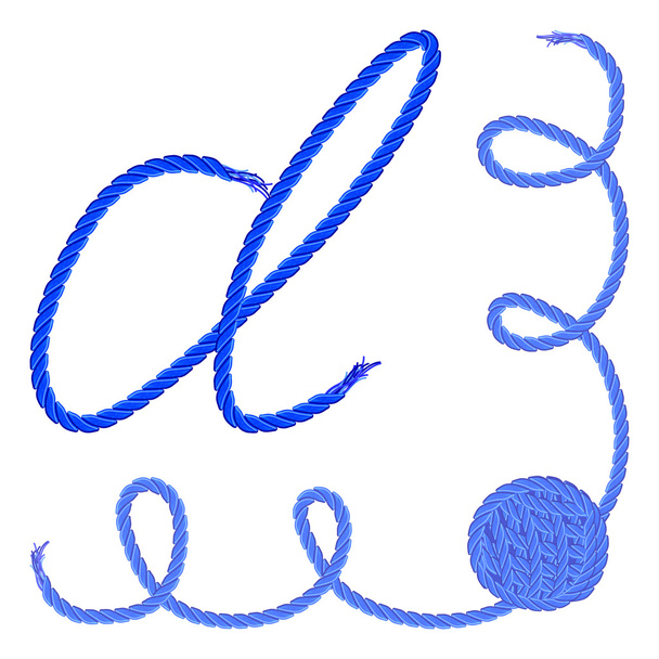 Буква D. Алфавитный вектор шрифта - пряжа, веревка, кабель
 - Вектор,изображение