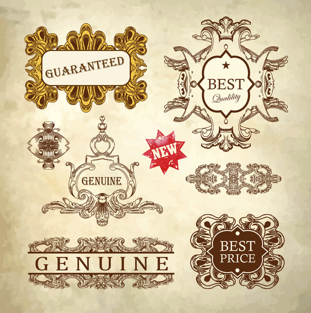 Luxury premium quality and guarantee label design - Vector, afbeelding