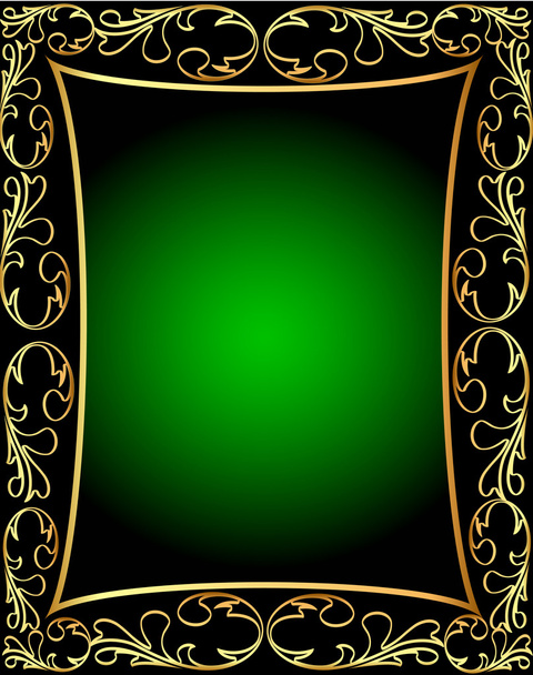 By green frame with vegetable gold(en) pattern - Vector, afbeelding