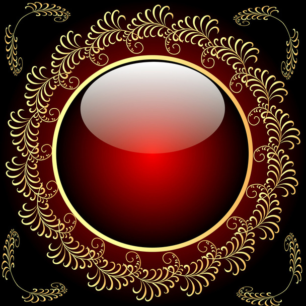 Background with glass ball and gold(en) pattern - Vektor, Bild