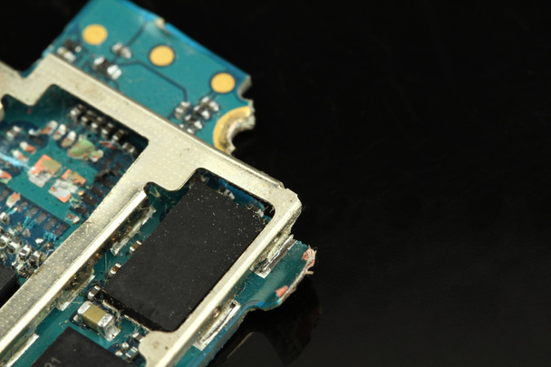 electronic Blue circuit board destroy -close up - macro- (Select - Φωτογραφία, εικόνα