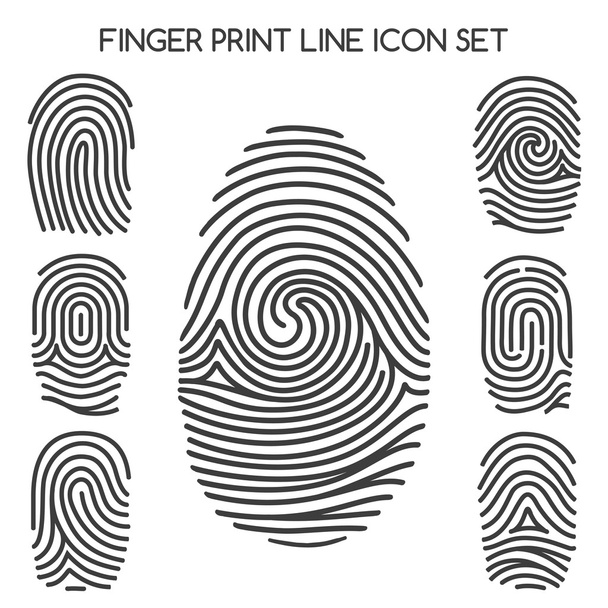 Fingerprint line icons - Vector, Image