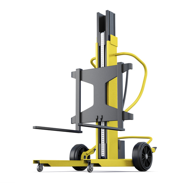 Yellow forklift on a white background. 3d rendering - Zdjęcie, obraz