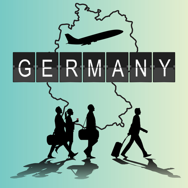 Silhouet mensen op Duitsland digitale bord. - Vector, afbeelding