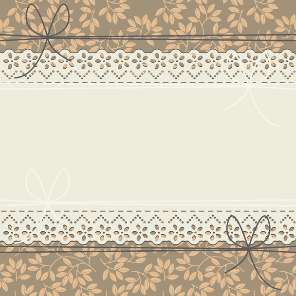 Horizontal lace frame with stylish leaves - Vektör, Görsel