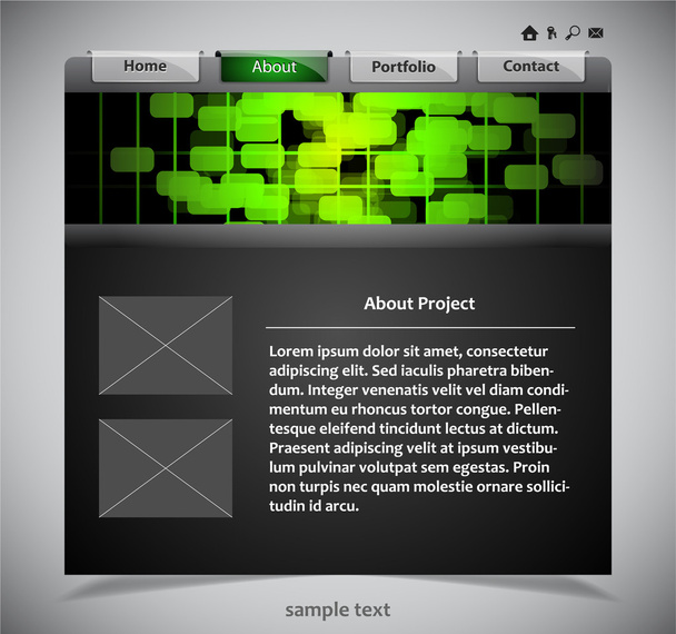 szablon strony internetowej w kolorach czarny i zielony - Wektor, obraz