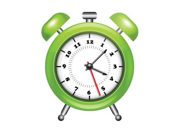 зелений годинник, ілюстрація на білому тлі
 - Фото, зображення