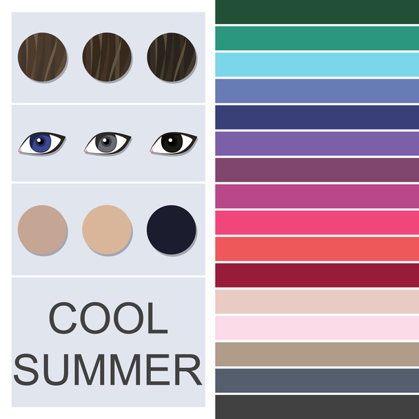 クールな夏型の株式ベクトル季節の色解析パレット - ベクター画像
