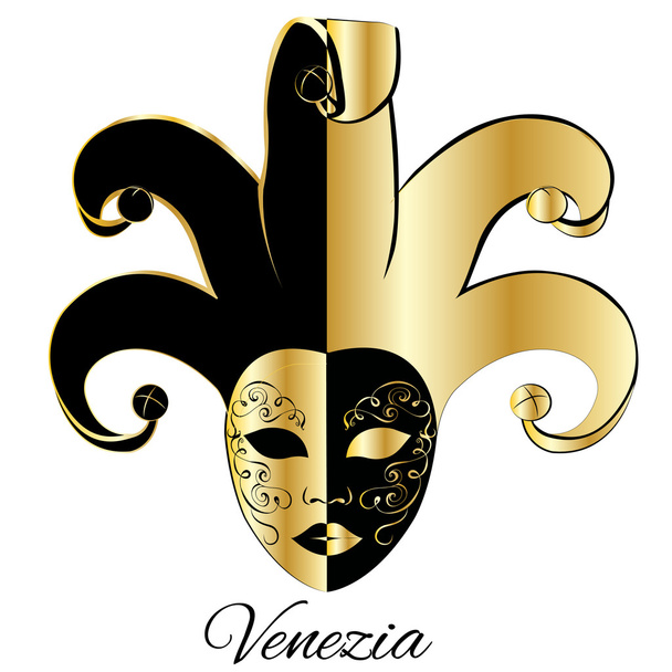 ヴェネチアン ・ スタイルのゴールドとブラックの装飾マスクをベクトルします。Eps - ベクター画像