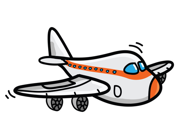 Beyaz karikatür uçak Illustration - Fotoğraf, Görsel