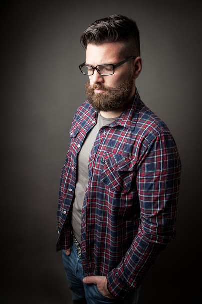 Young handsome hipster with beard - Fotoğraf, Görsel