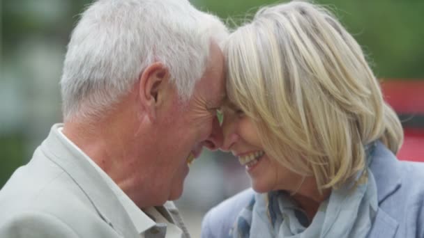 couple share a kiss outdoors - Záběry, video