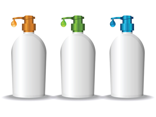 three cosmetic bottles, illustration on white background - Valokuva, kuva