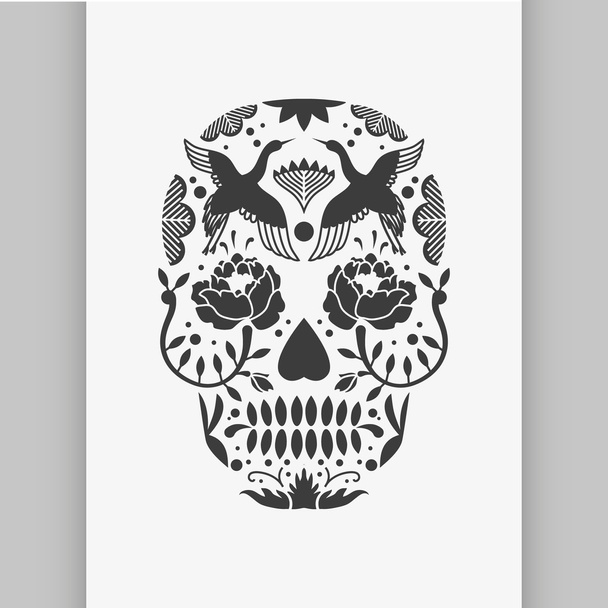 メキシコの砂糖頭蓋骨ポスターまたは t シャツの印刷. - ベクター画像