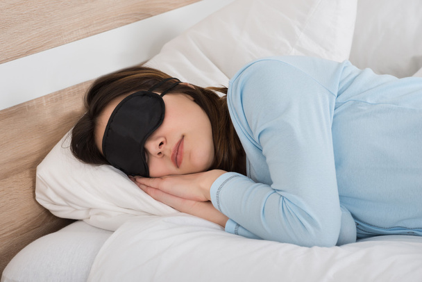 Woman Sleeping With Eyemask - 写真・画像