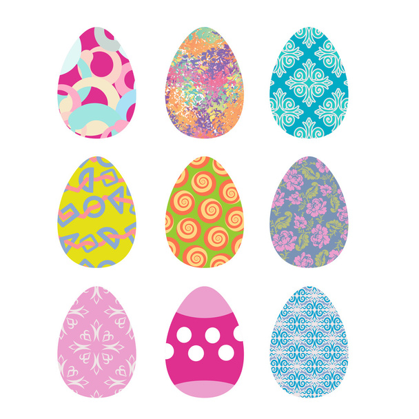 Easter eggs set. Easter eggs on white background. Eggs isolated. - Vector, afbeelding