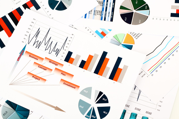colorful graphs, charts, marketing research and business annual report background, management project, budget planning, financial and education concepts - Photo, Image
