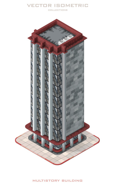 Vetor isométrico que representa a construção de vários andares
. - Vetor, Imagem