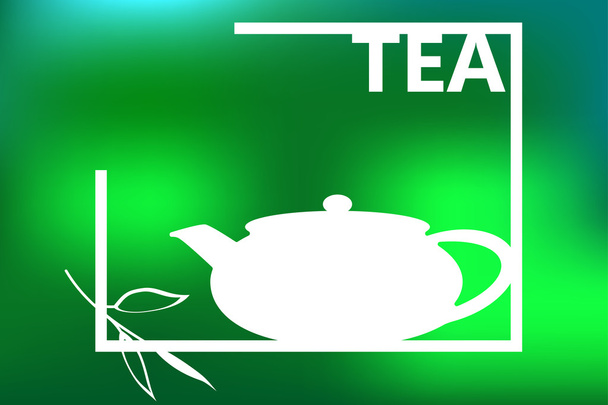 Logo of tea. Kettle tea and tea leaves - Вектор, зображення