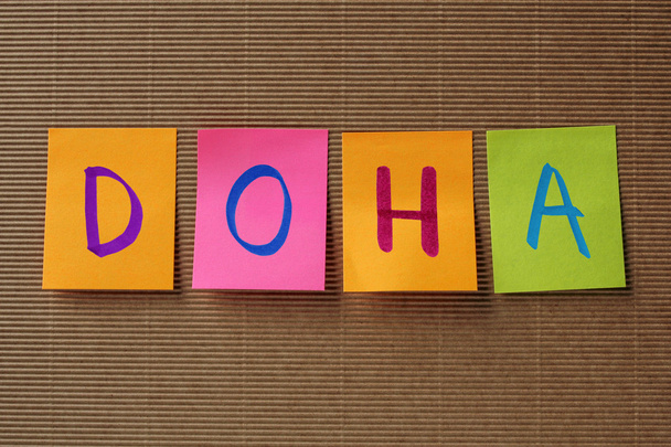 Doha text on colorful sticky notes - Foto, Imagen