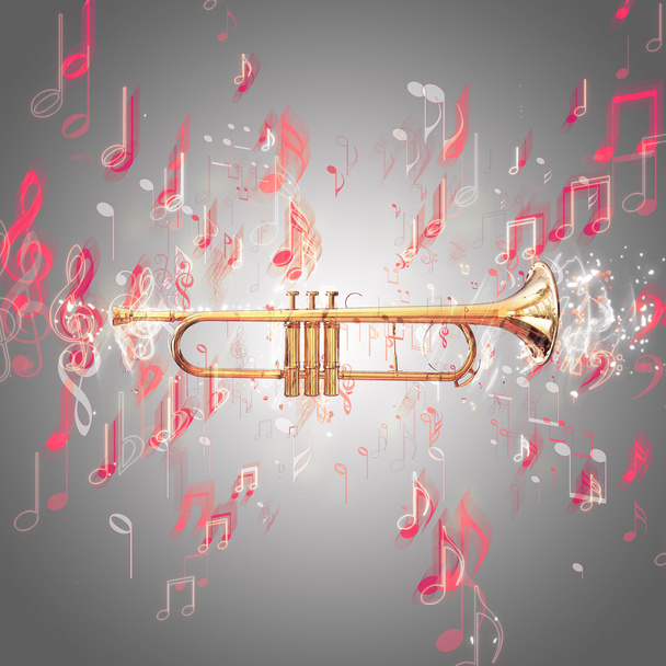 Trompete e notas musicais
 - Foto, Imagem